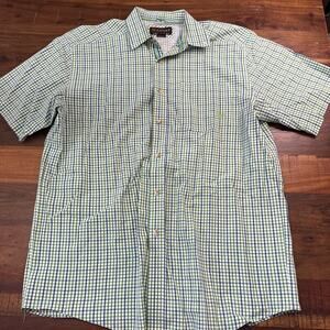 Ariat Pro Series Mens Short-Sleeve Button-Down Shirt Large Green & Blue Plaid